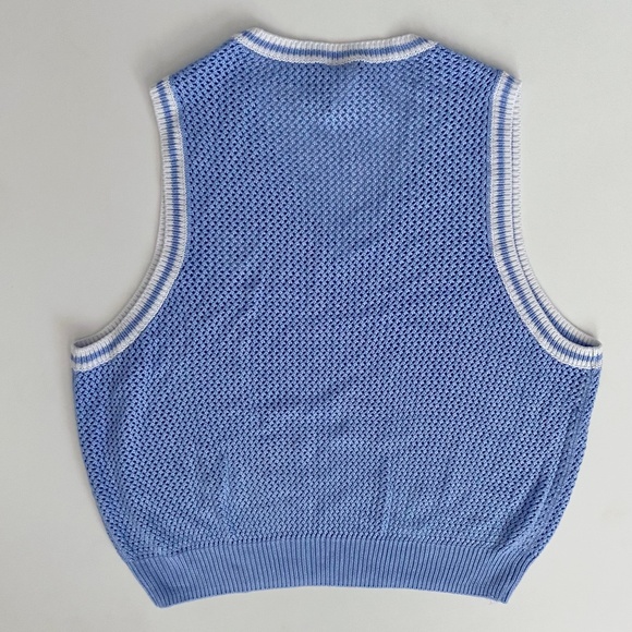 PINK Victoria's Secret Sweater Vest Blue w/ Logo Patch Knit Nwt - Picture 2 of 3